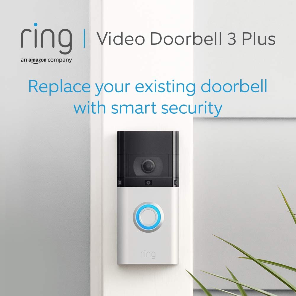 Certified Refurbished Ring Video Doorbell 3 Plus by Amazon | 1080p HD video, Advanced Motion Detection, 4-second previews and easy installation.