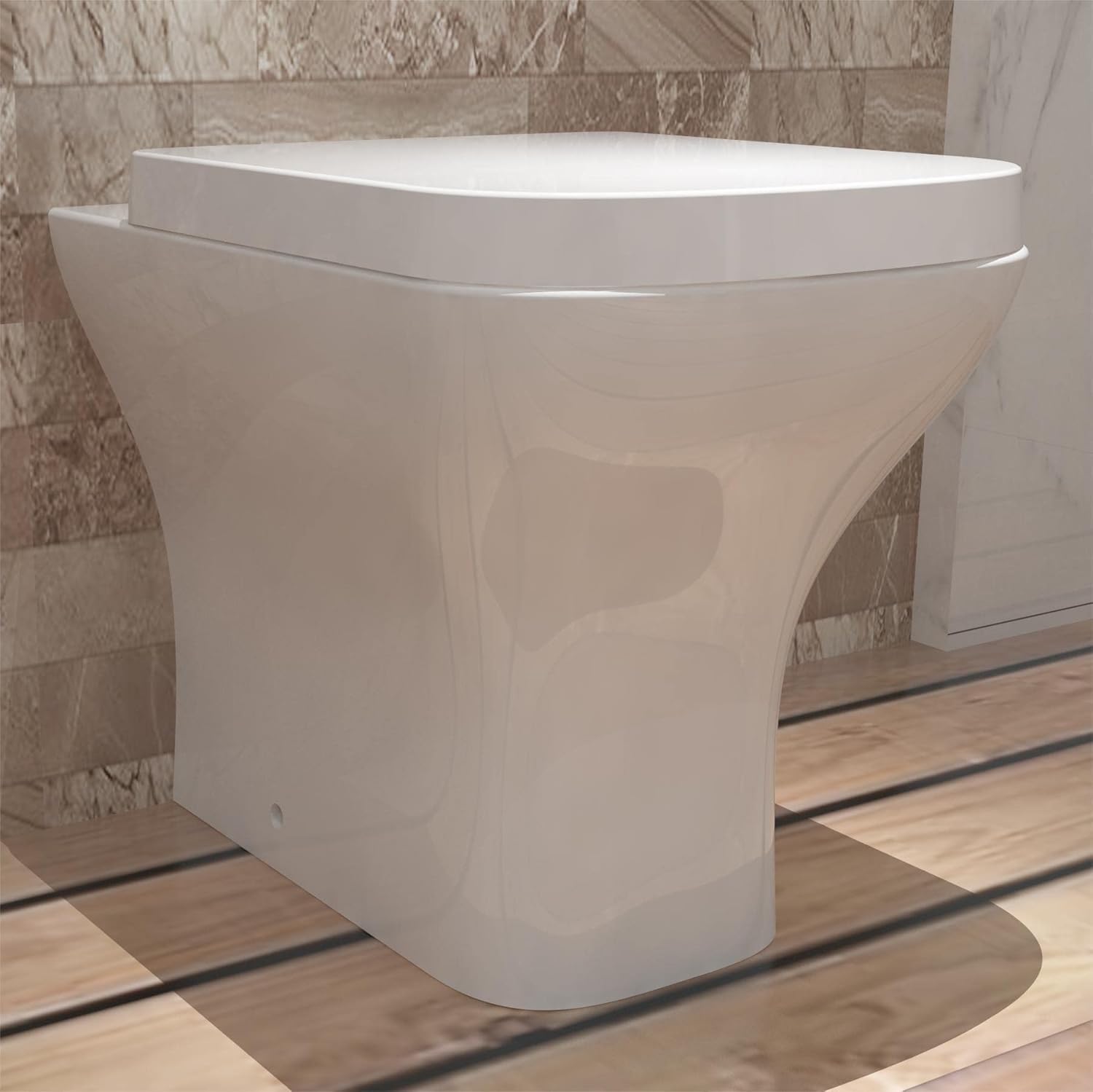 Huibathroom Bathroom Back to Wall Toilet Soft Close Seat WC Pan Round.