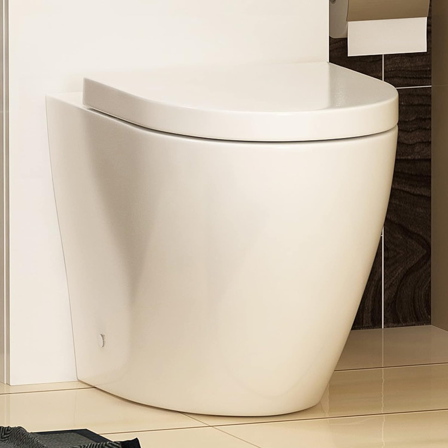 Comfort Height Back to Wall Toilet Rimless BTW Pan with White Soft Close Seat - Abacus.