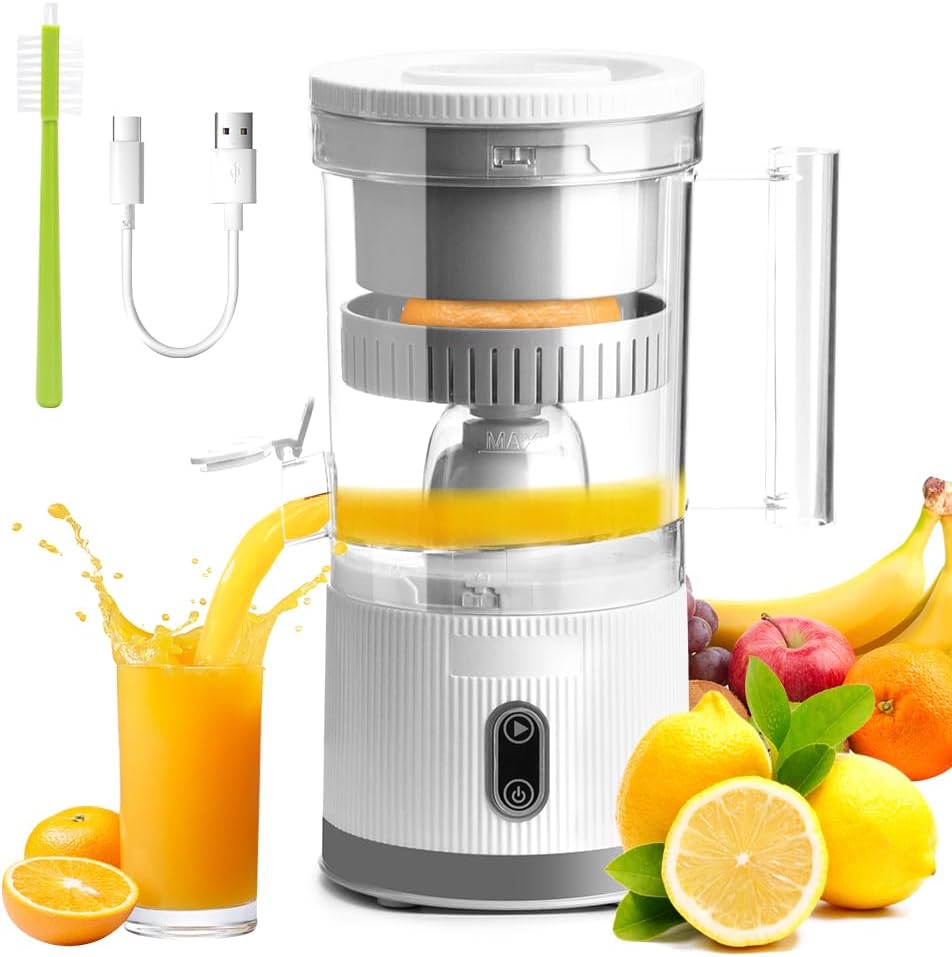 Electric Orange Juicer Machines, 80 W Electric Citrus Juicer, Portable USB Rechargeable Electric Orange Squeezer For Family Travelling Camping. Suitable for a wide range of citrus fruits..