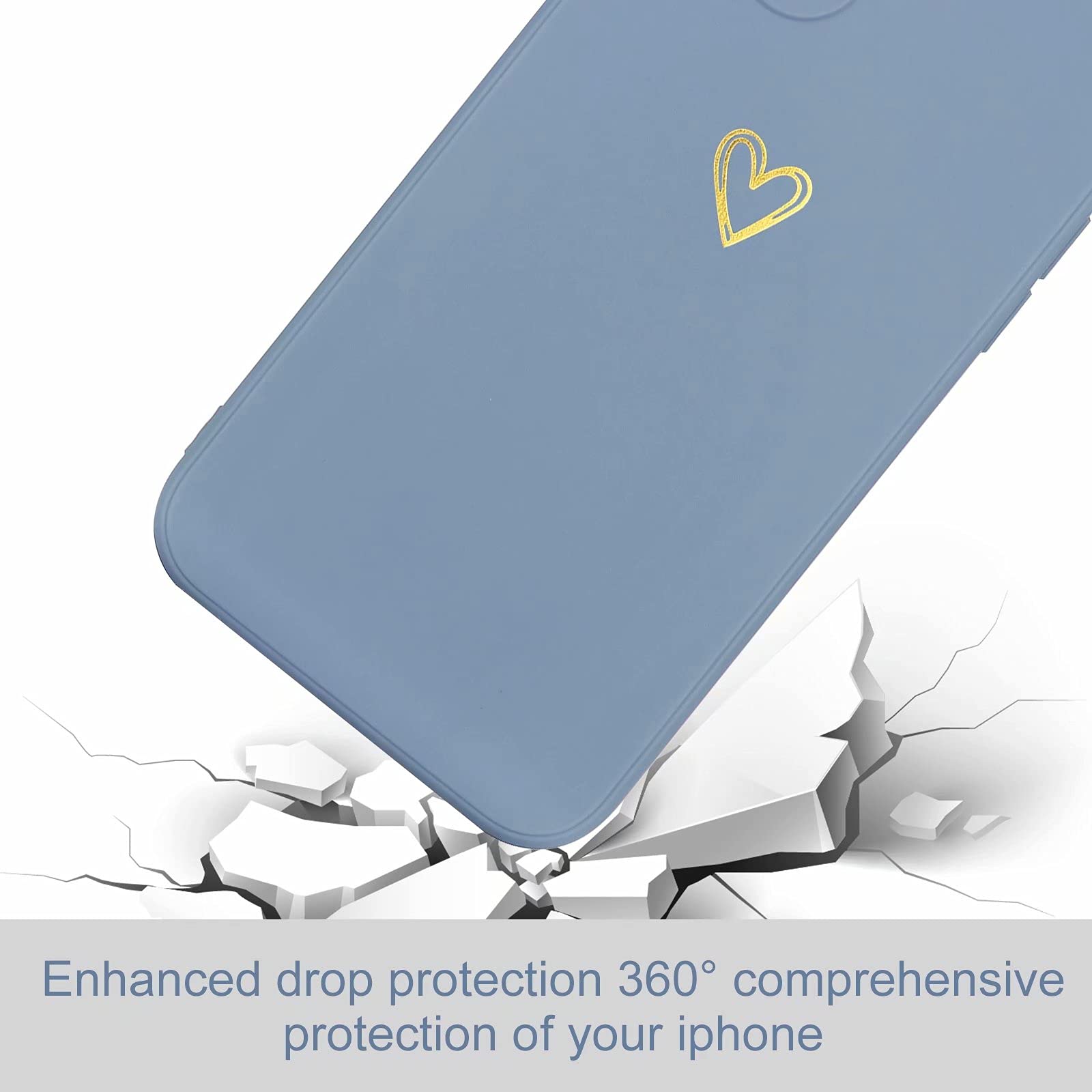 Wirvyuer Compatible with iPhone SE Case 2022/2020, iPhone 8 iPhone 7 Phone Case for Women Girls Silky Soft Protective Shockproof Silicone Phone Case with Cute Heart Pattern Design, Blue.