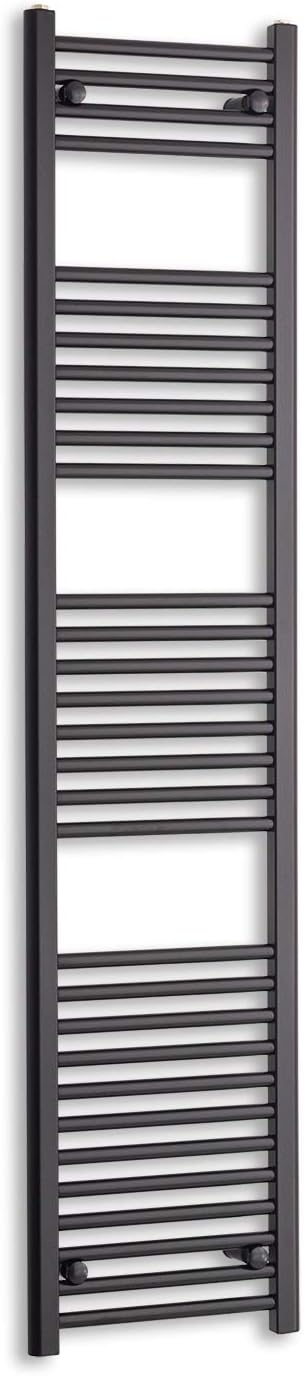 companyblue 450mm Wide Black Heated Towel Rail Radiator Flat Ladder for Stylish Bathroom (450 x 800 mm).