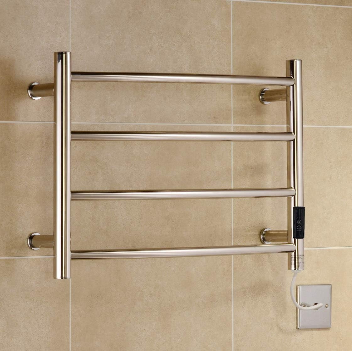 Greened House Perugia Electric Stainless Steel Towel Rail H420mm W600mm Electric Bathroom Towel Radiator.