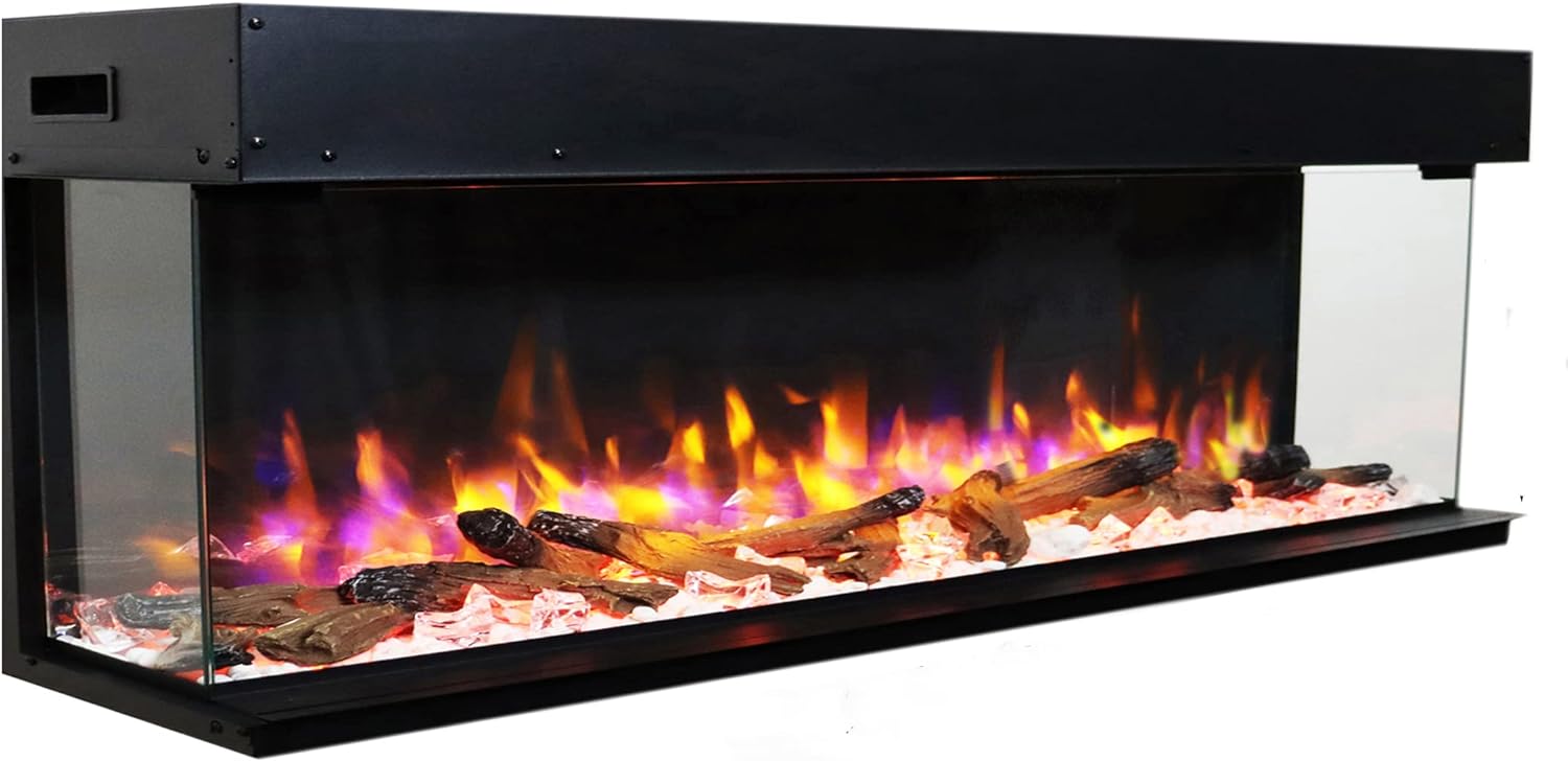 Endeavour Fires 60”/1530mm Rosedale 3D Media Wall Inset Electric Fireplace with Multi Flame Colours Log & Crystal Set, 7day Programmable Remote Control 1&2kW.