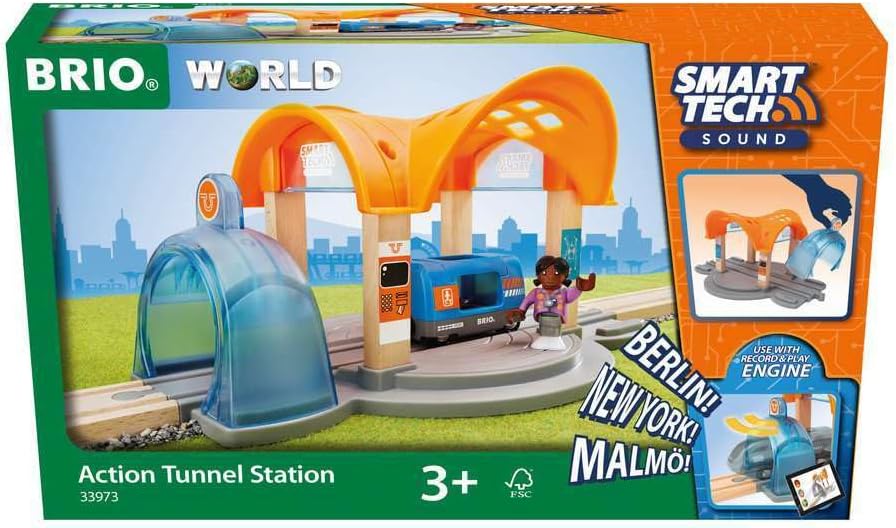 BRIO World Smart Tech Sound Action Tunnel Train Station for Kids Age 3 Years Up - Gifts for Children.