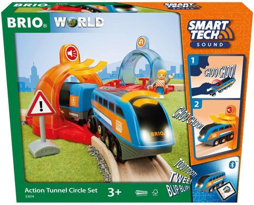 BRIO World Smart Tech Sound Action Tunnel Circle Battery Powered Train Set for Children Age 3 Years Up - Kids Gifts, [Amazon Exclusive].