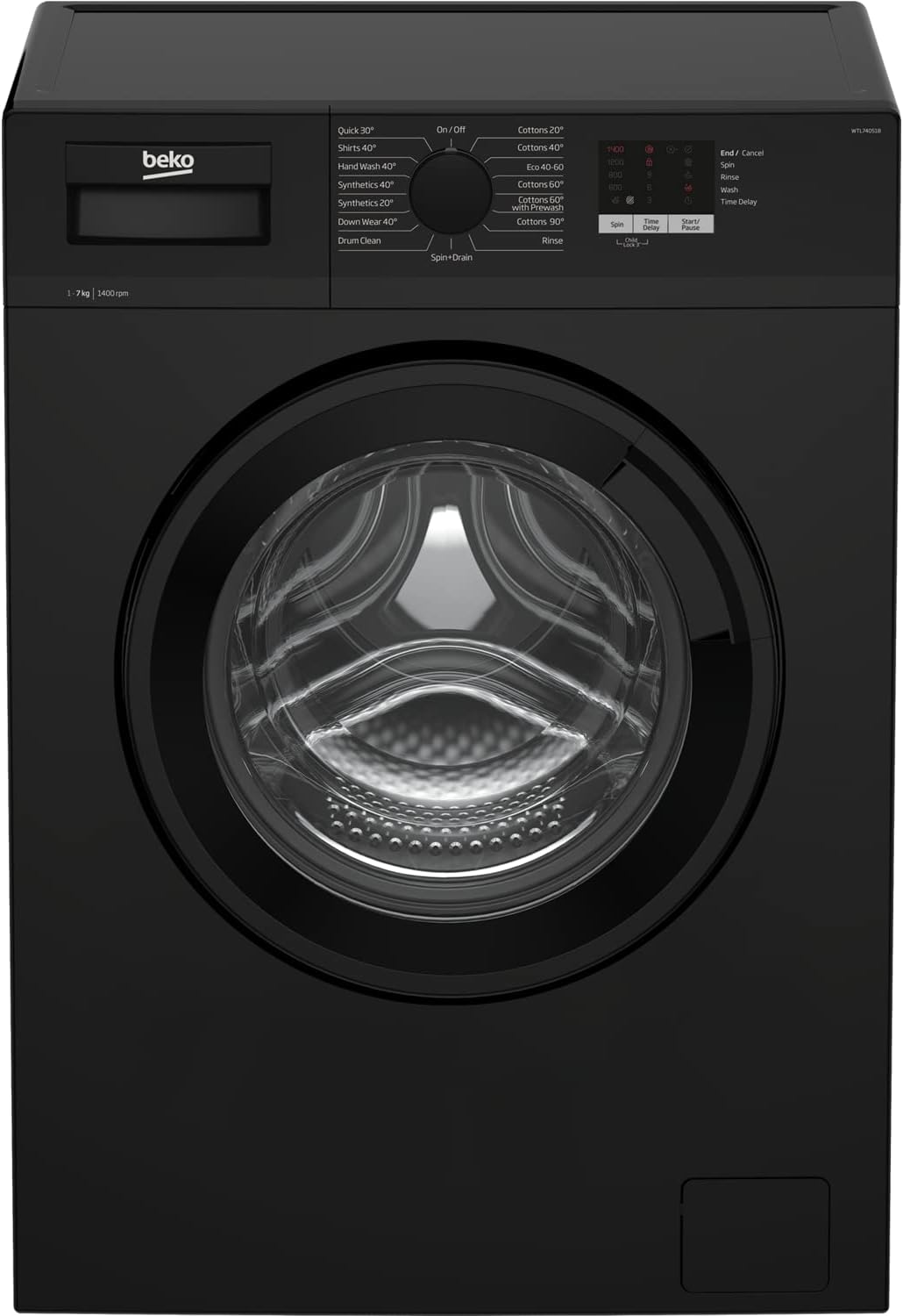 7kg 1400rpm Freestanding Washing Machine - Black.