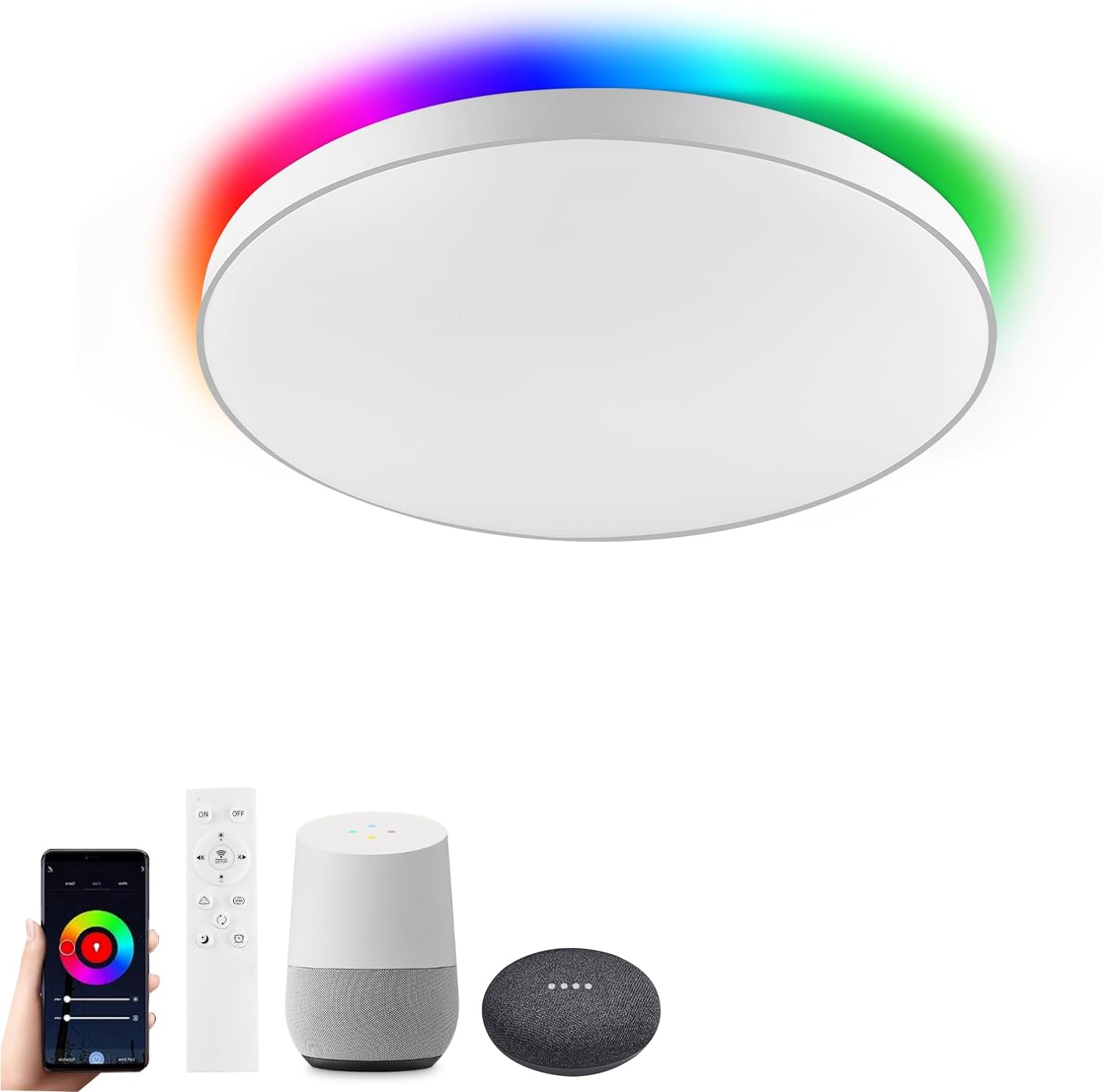 Horevo 28W Smart Ceiling Light LED WiFi Light with Remote, Compatible with Alexa Google Home, 11inch Dimmable Color Changing Light Fixture for Kids Room Bedroom Living Room.