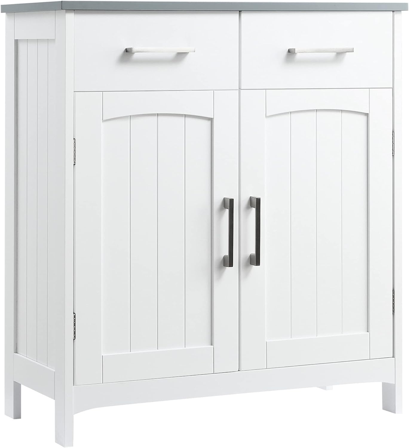 kleankin Freestanding Bathroom Cabinet, Storage Cupboard with 2 Drawers, Double Doors, Adjustable Shelf, White.