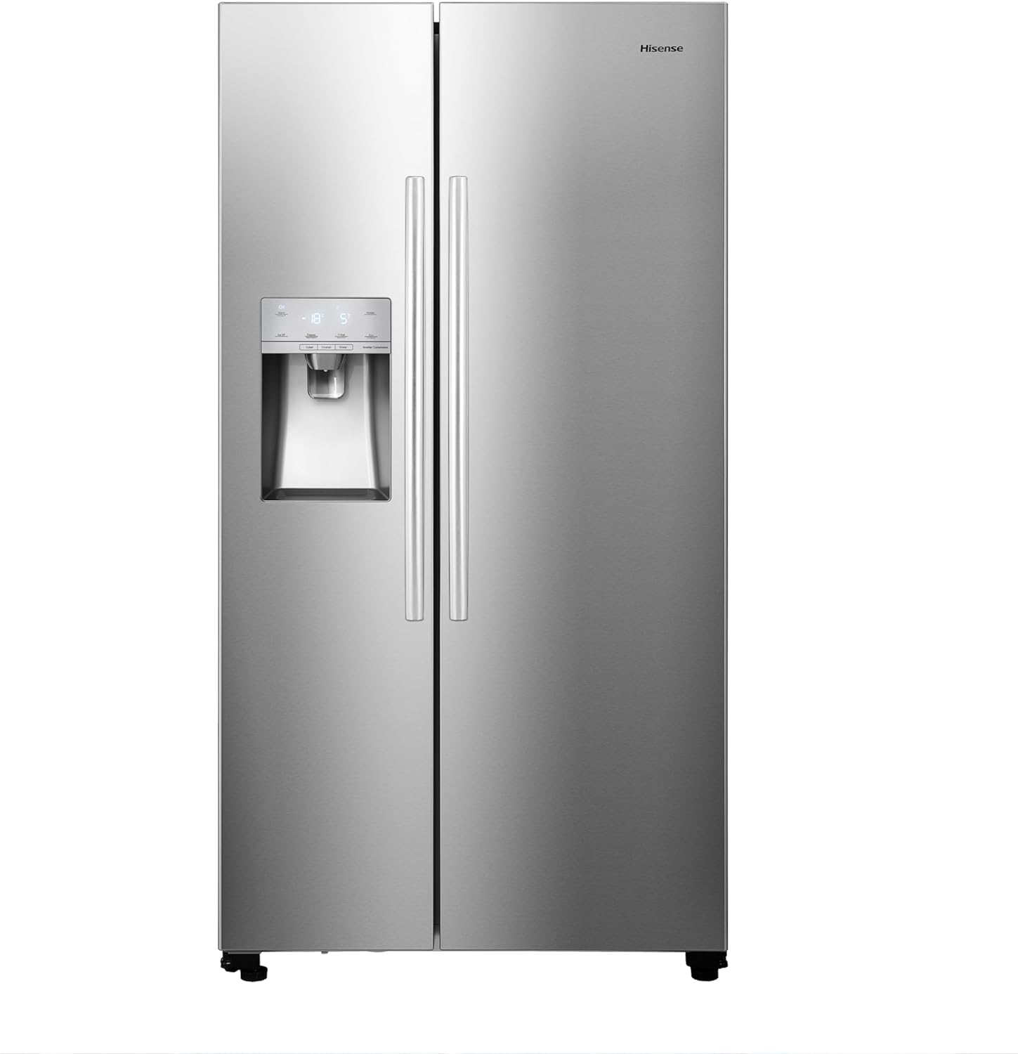 Hisense RS694N4TBF Freestanding American Side - by - side Door American Fridge Freezer 610L, Black, with Non-Plumbed Water and Ice Dispenser, Black, 91 × 179.3 × 68.5 cm (W×H×D).