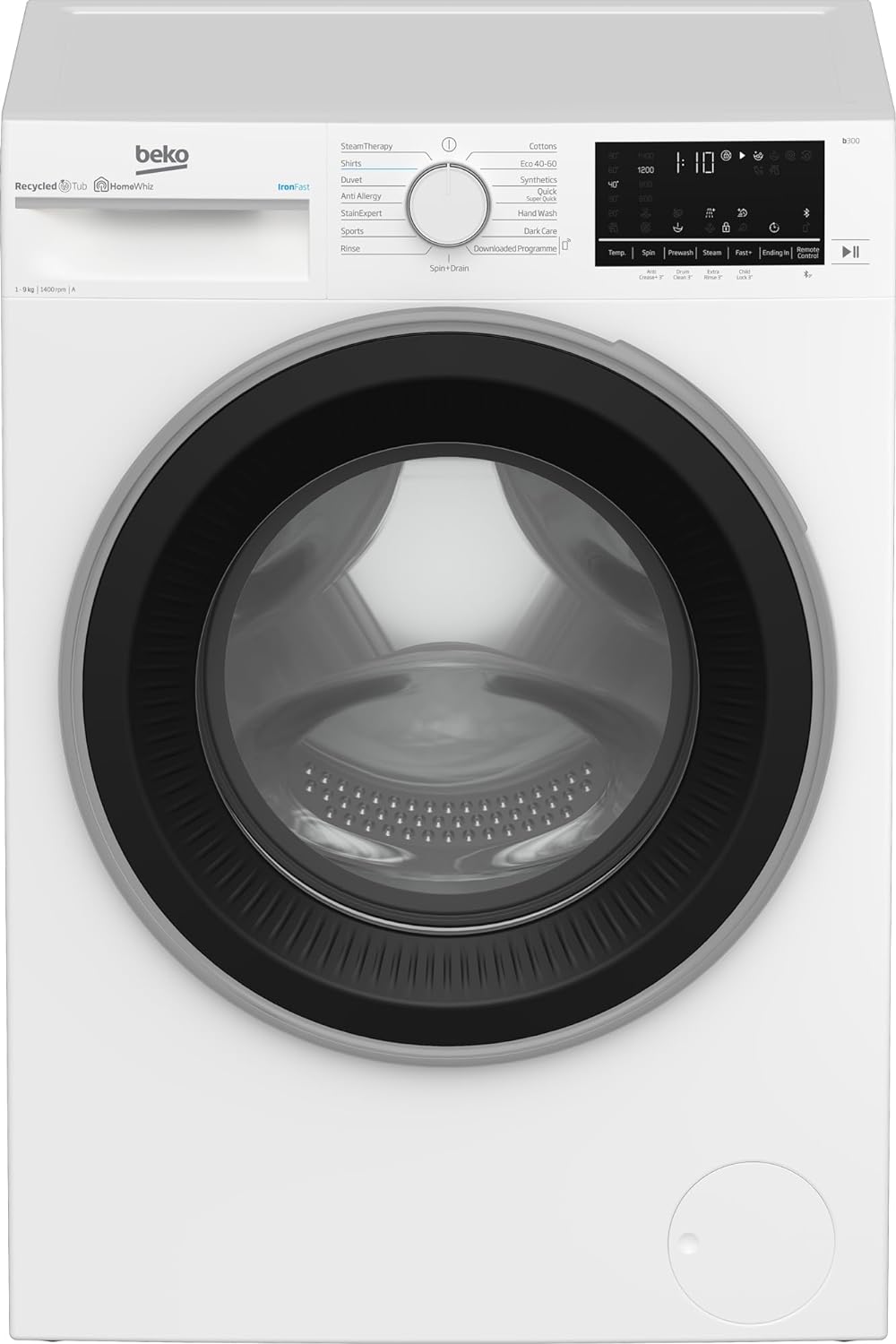 Beko IronFast RecycledTub® B3W5941IW 9kg Washing Machine with 1400 rpm - White - A Rated.