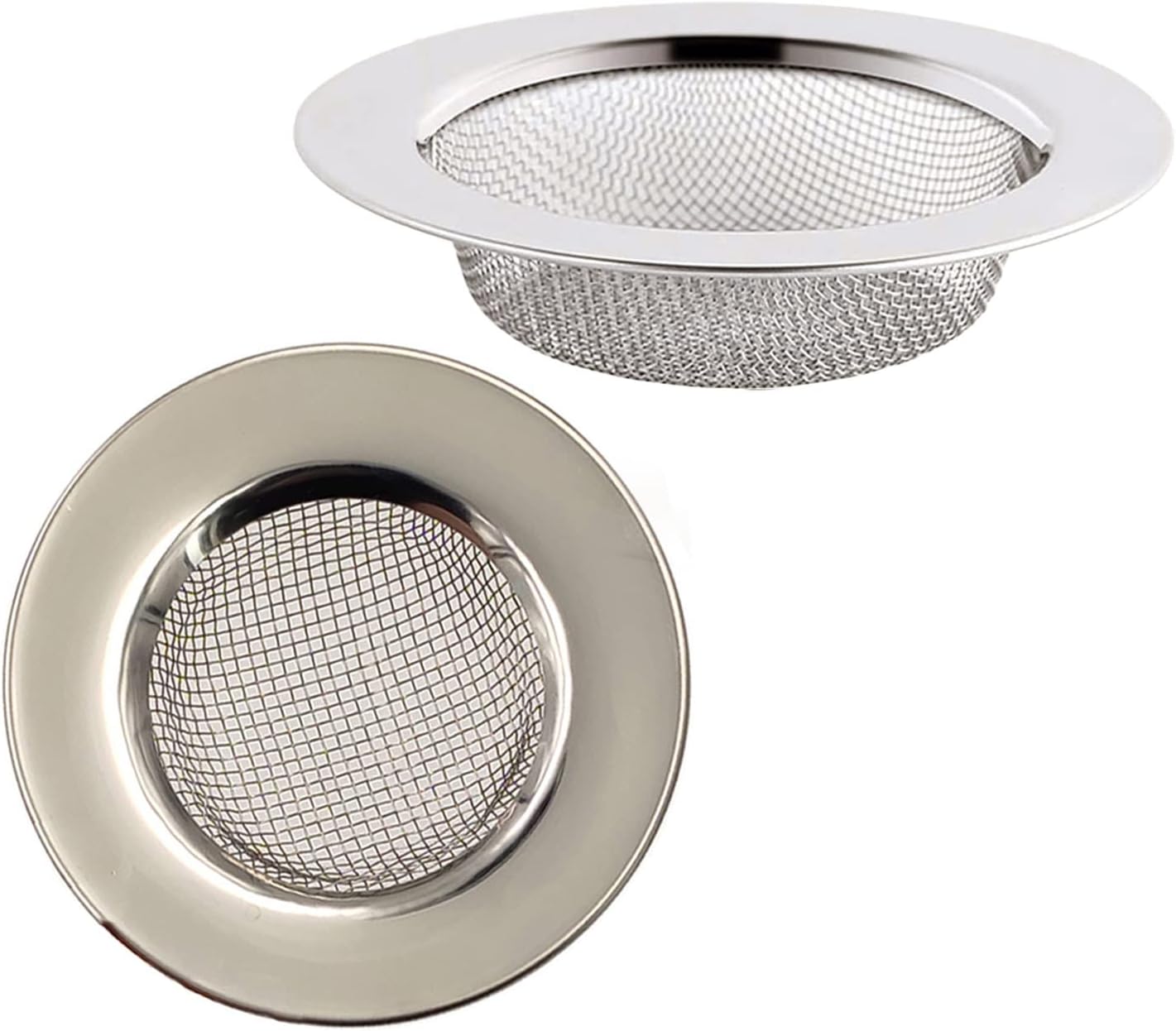 Hair Plug Catcher Shower, Sink Strainer Plug for Kitchen or Bathroom Plug Hole, 2 PCS Stainless Steel Mesh Hair Filter for Shower Drain 7.5 cm Outer Diameter.