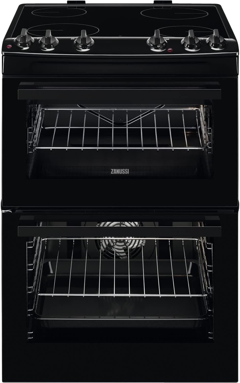 Zanussi 60cm Double Oven Electric Cooker - Black.