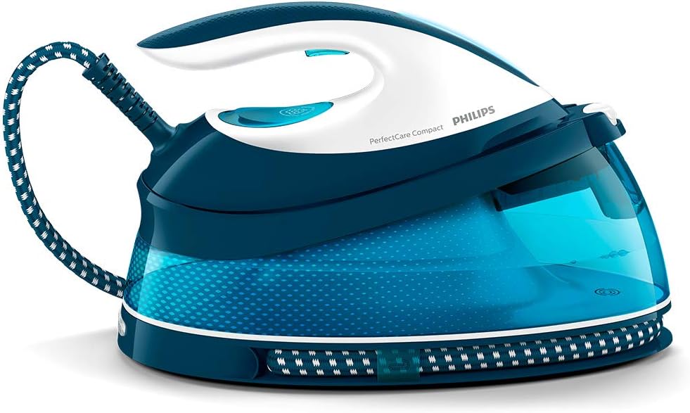 Philips PerfectCare Compact Steam Generator Iron, 1.5L Water Tank, Energy Saving, ECO Mode, No Burns with OptimalTEMP Technology, SteamGlide Soleplate (GC7840/26).