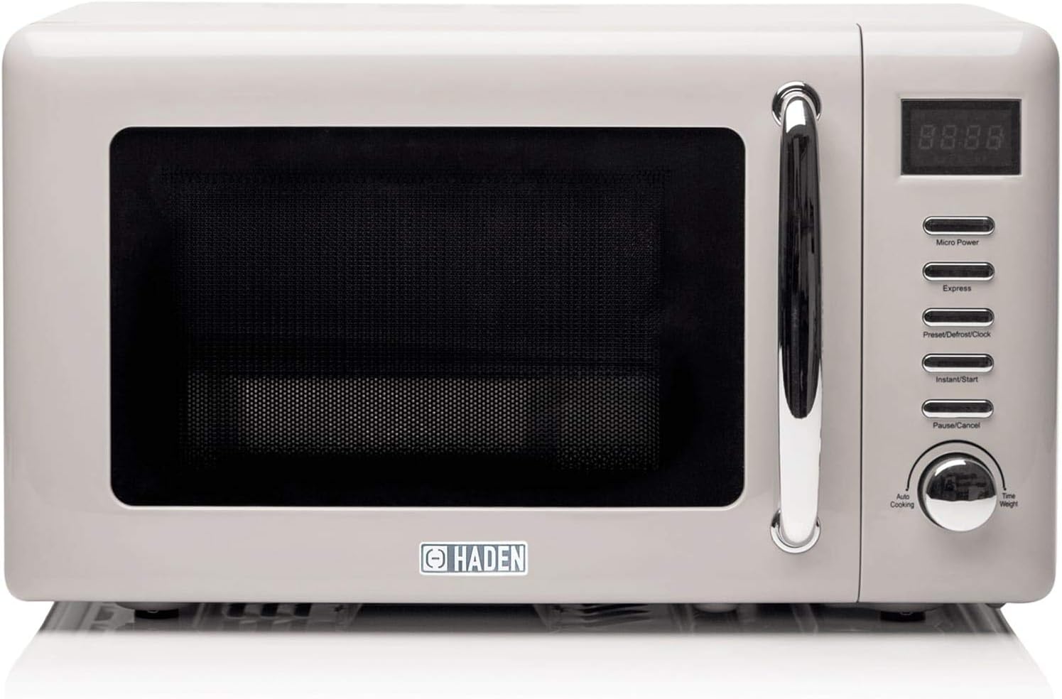 Haden Cotswold 800W Microwave Oven - 20L Capacity - 5 Power Levels Digital Microwave - 60 Min Timer, Easy To Clean, Defrost/Express Function, Stainless Steel Countertop Microwave - Putty.