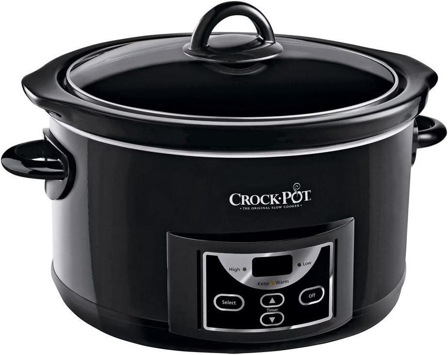 Crock-Pot Countdown Slow Cooker, Gloss Black 4.7 Litre SCCPRC507B.