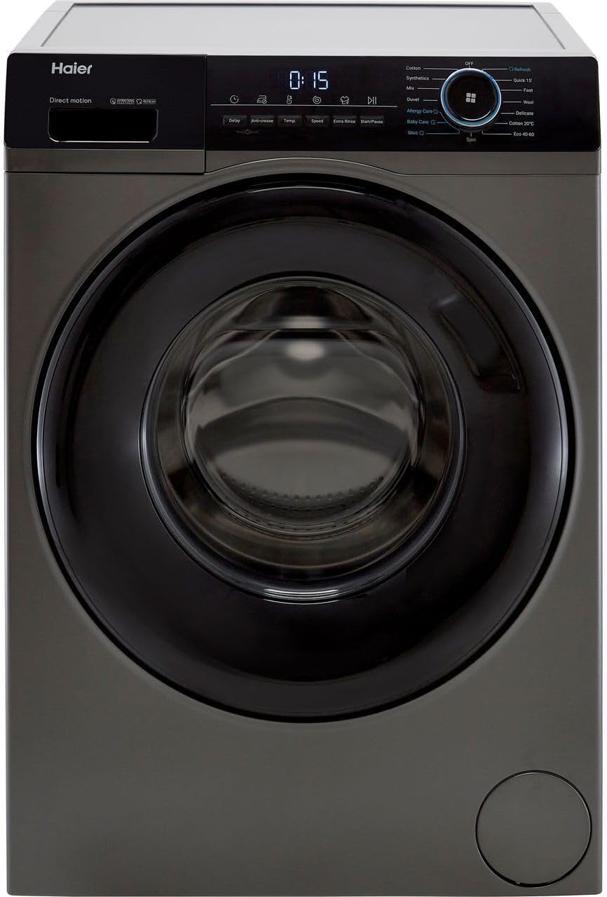 Haier HW90-B14939S8 Freestanding Washing Machine, 9kg Load, 1400RPM, Graphite [Energy Class A].