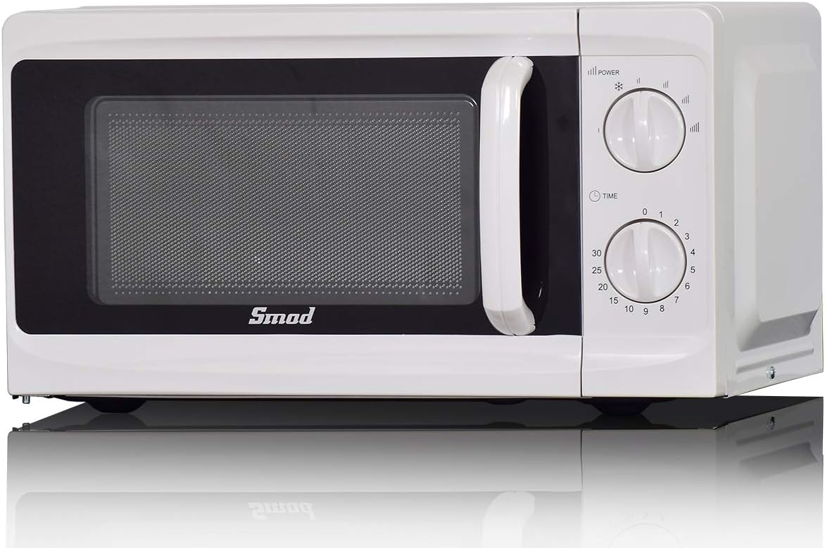 Smad Microwave Ovens 700W 17L, Small White Microwave with 6 Power Levels, Manual Control, Function Defrost, Easy Clean.