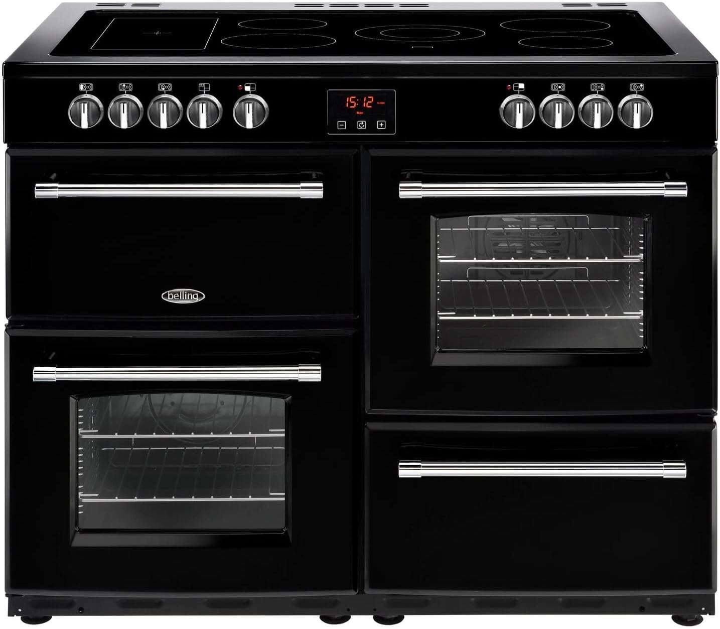 Belling Farmhouse 110E 110cm Electric Range Cooker With Ceramic Hob Black.