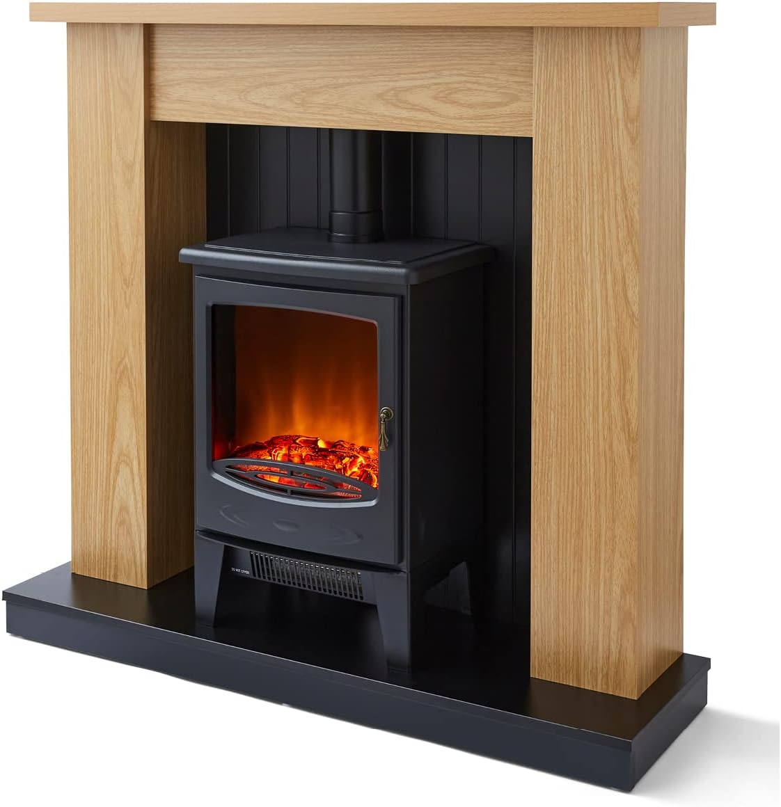 Warmlite WL45043 Cambridge Fireplace Stove Suite with Two Heat Settings and Realistic LED Flame Effect, 1850W, Black.