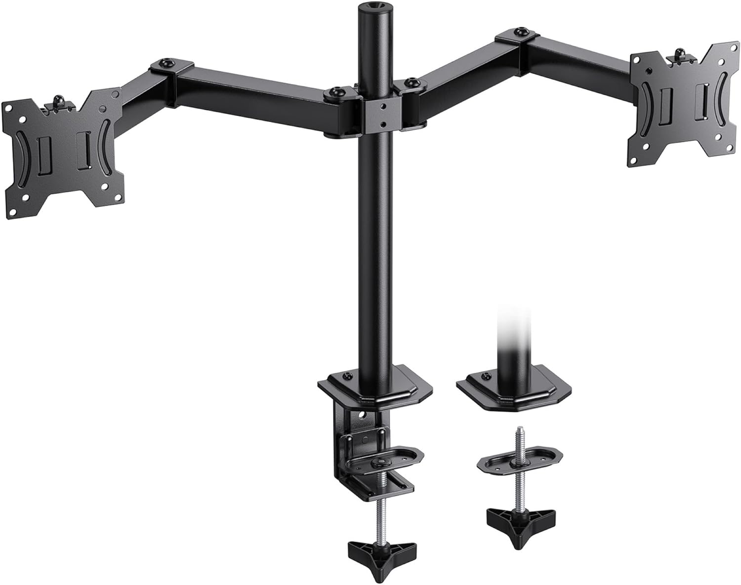 HUANUO Dual Monitor Stand for 13-30 Inch Screens, Adjustable Dual Monitor Arm with Tilt Swivel Rotate,10KG per Arm, Double Monitor Stand Fit 75 100 VESA Mount.