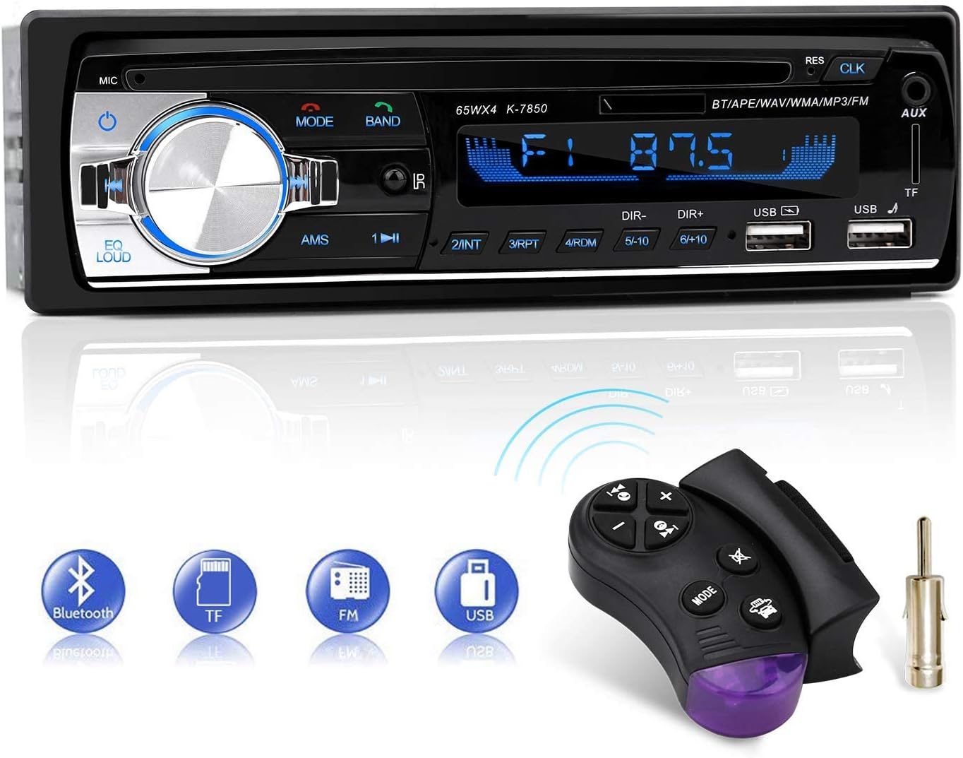 Car Radio Bluetooth Hands-Free, CENXINY 1 DIN Car Stereos with USB and CAR MP3 Player, 4x65W FM Radio, Support IOS and Android Phone (No CD player).