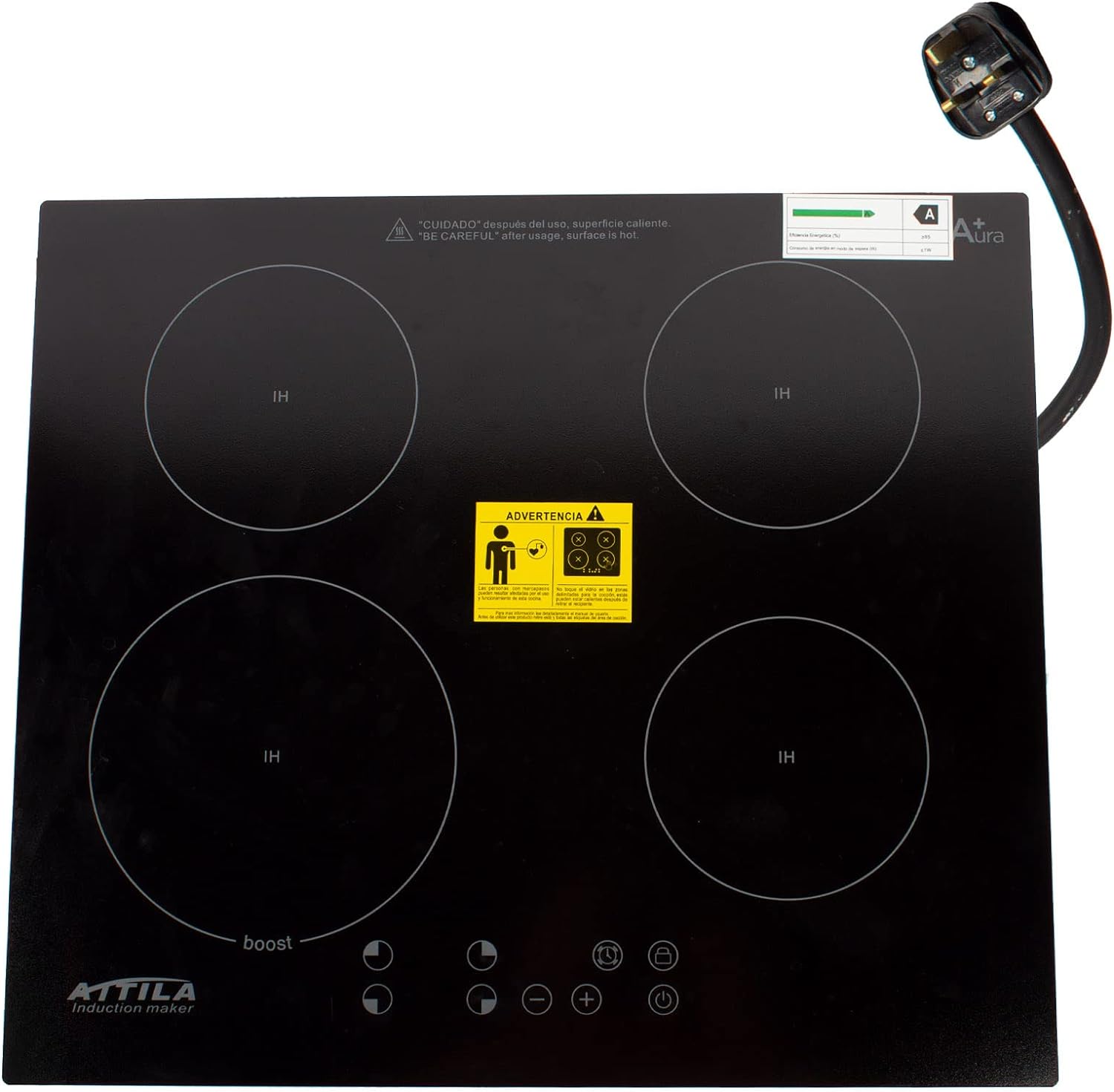 59cm Efficient Plug-In Induction Hob | 4-Zone Electric Cooktop Burner with Sleek Black Glass | Ideal for Modern Kitchens.