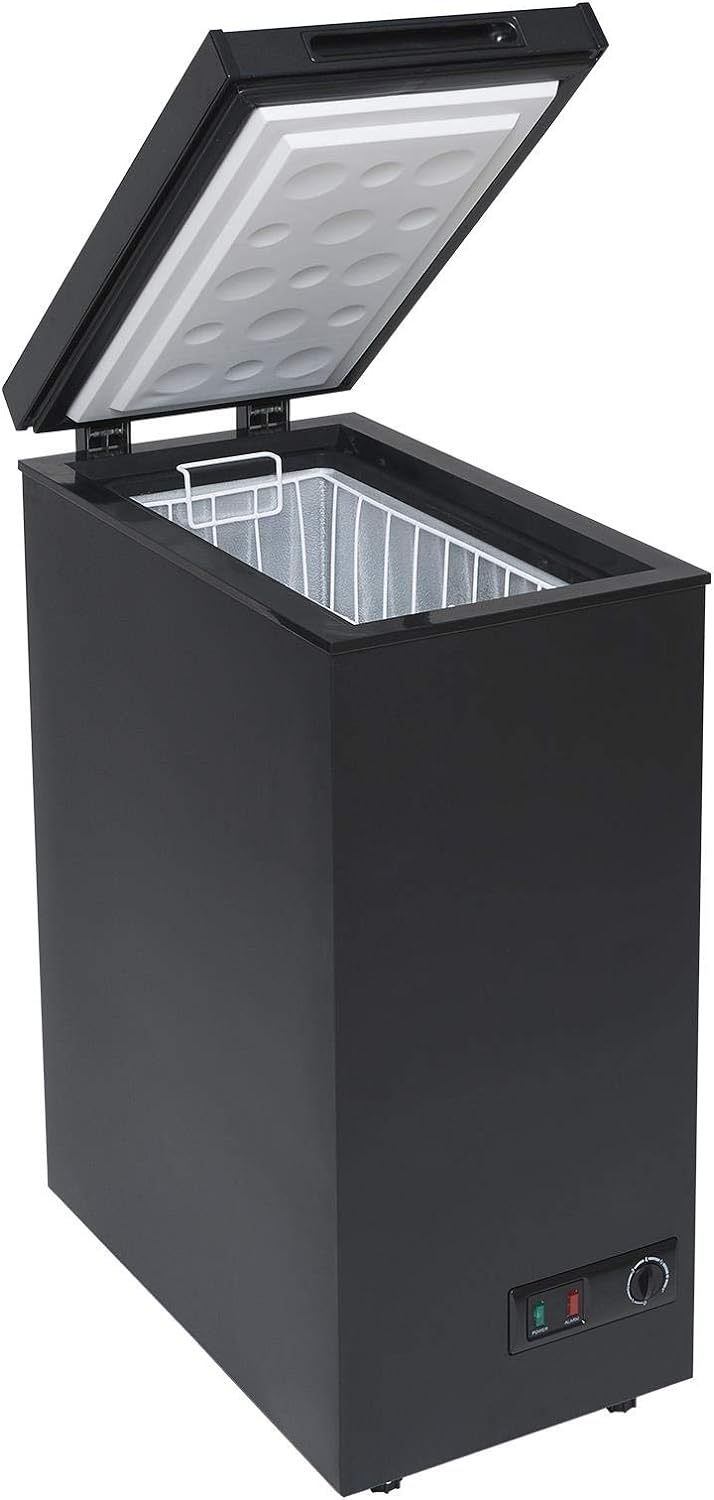 36cm Black Chest Freezer, Freestanding Slimline Compact - SIA CHF60B.