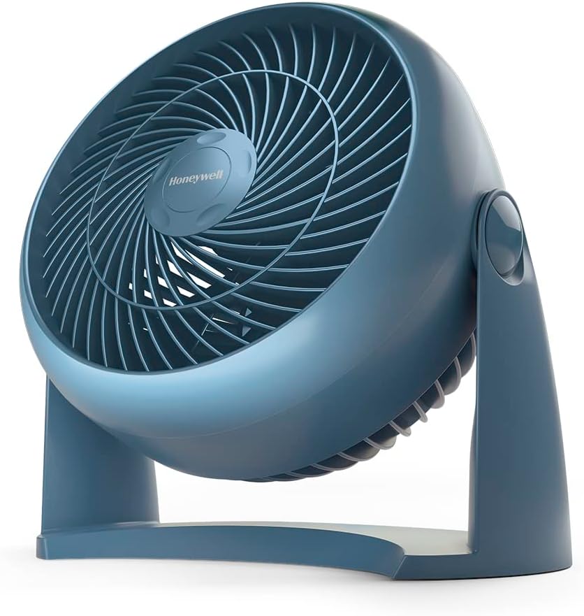 Honeywell TurboForce Power Fan (Quiet Operation Cooling, 90° Variable Tilt, 3 Speed Settings, Wall Mount Feature, Table Fan) HT900NE1 - Blue.