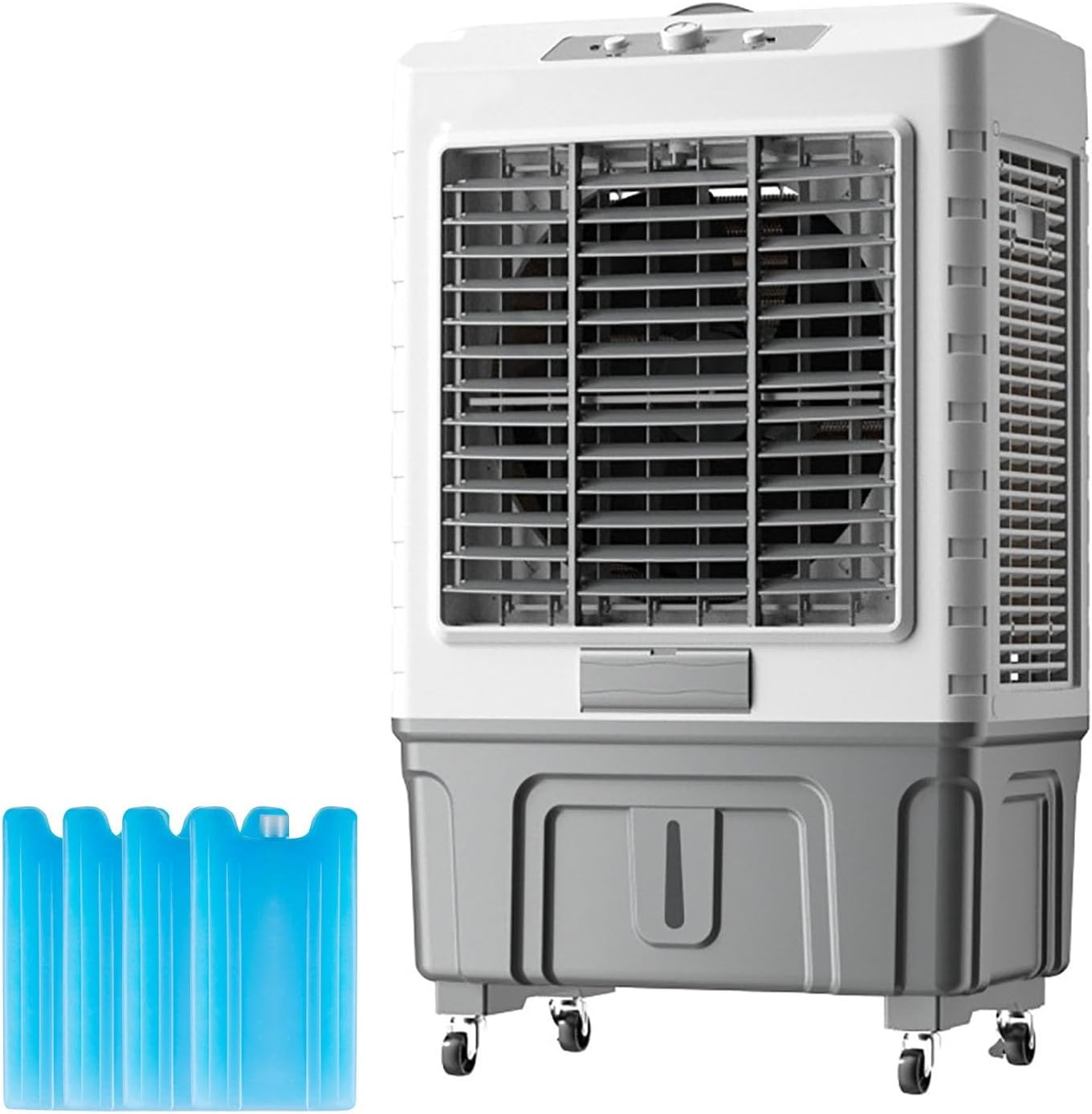 Water Tank Evaporative Air Cooler with 4 Ice Pack - Portable Outdoor Air Conditioner for Garage, Yard, Commercial Use - Oscillation, 3 Speed.