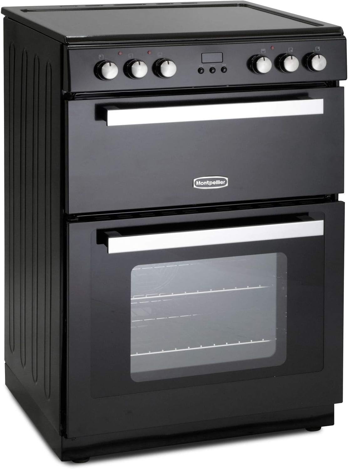 Montpellier Domestic Appliances 60cm Ceramic Mini Range Cooker in Black with Double Oven, 23.6 x 23.6 x 35.4, RMC61CK.