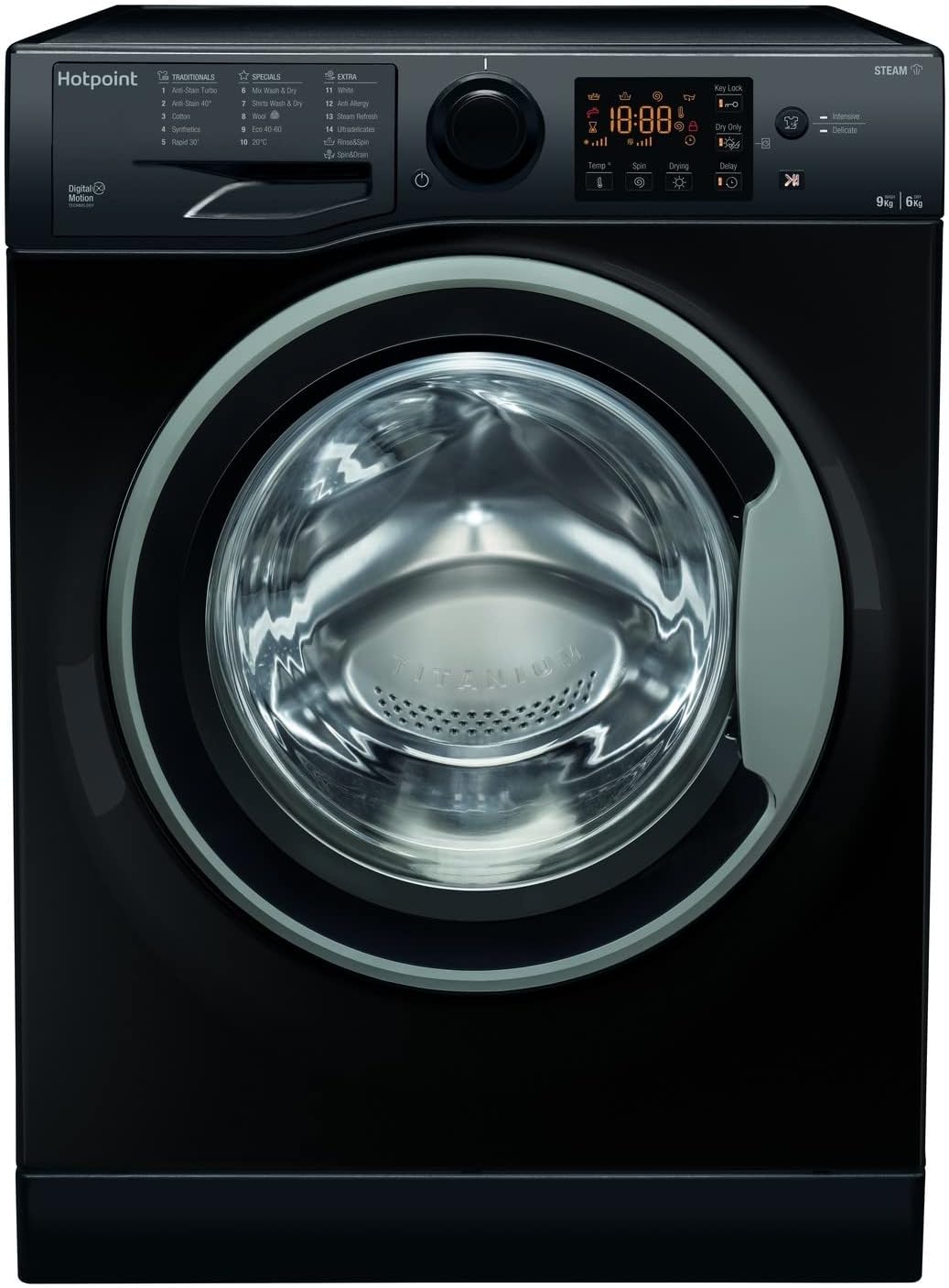 Hotpoint Futura 9kg Wash 6kg Dry 1400rpm Freestanding Washer Dryer - Black.