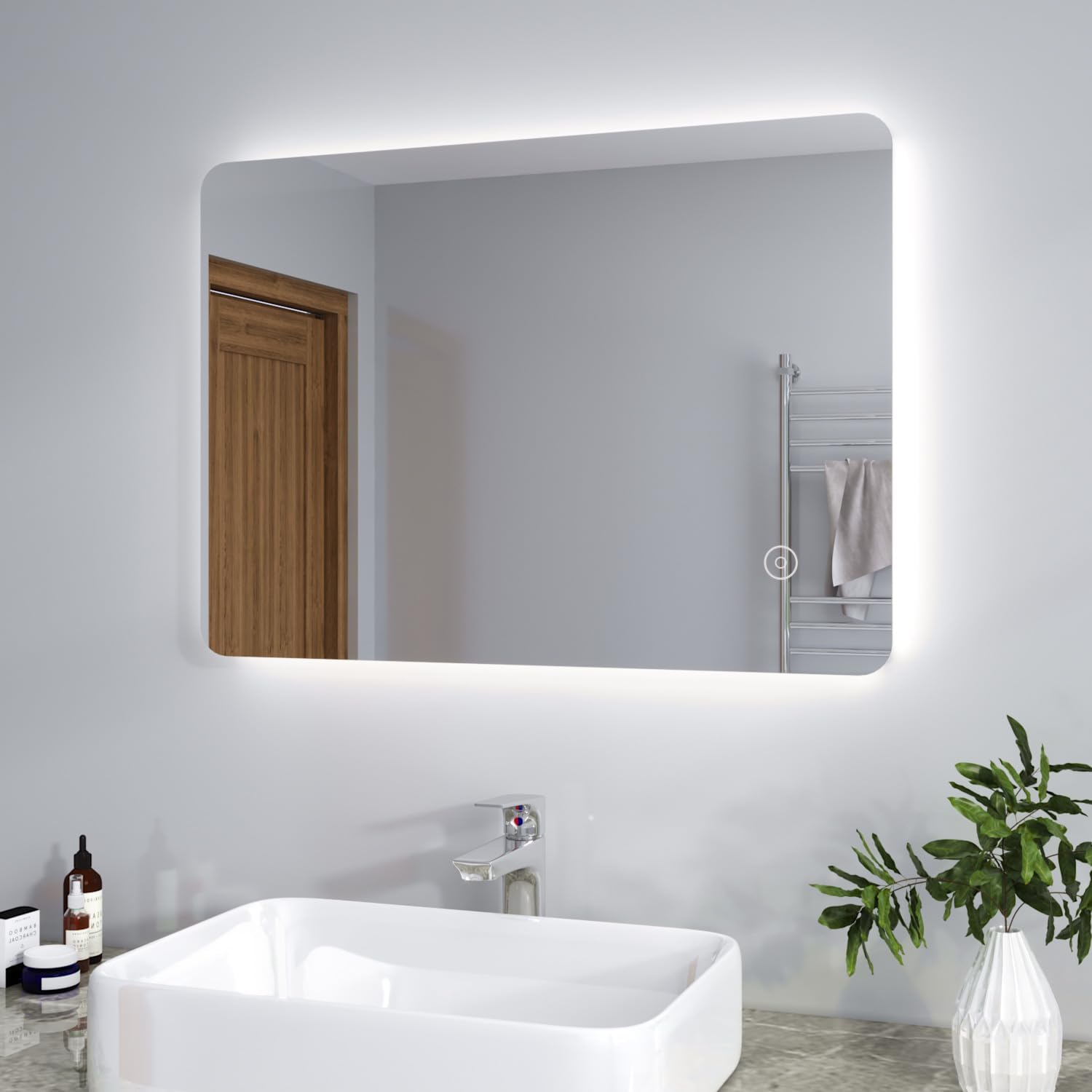 ELEGANT 800 x 500mm Backlit LED Illuminated Bathroom Mirror with Light Sensor + Demister.