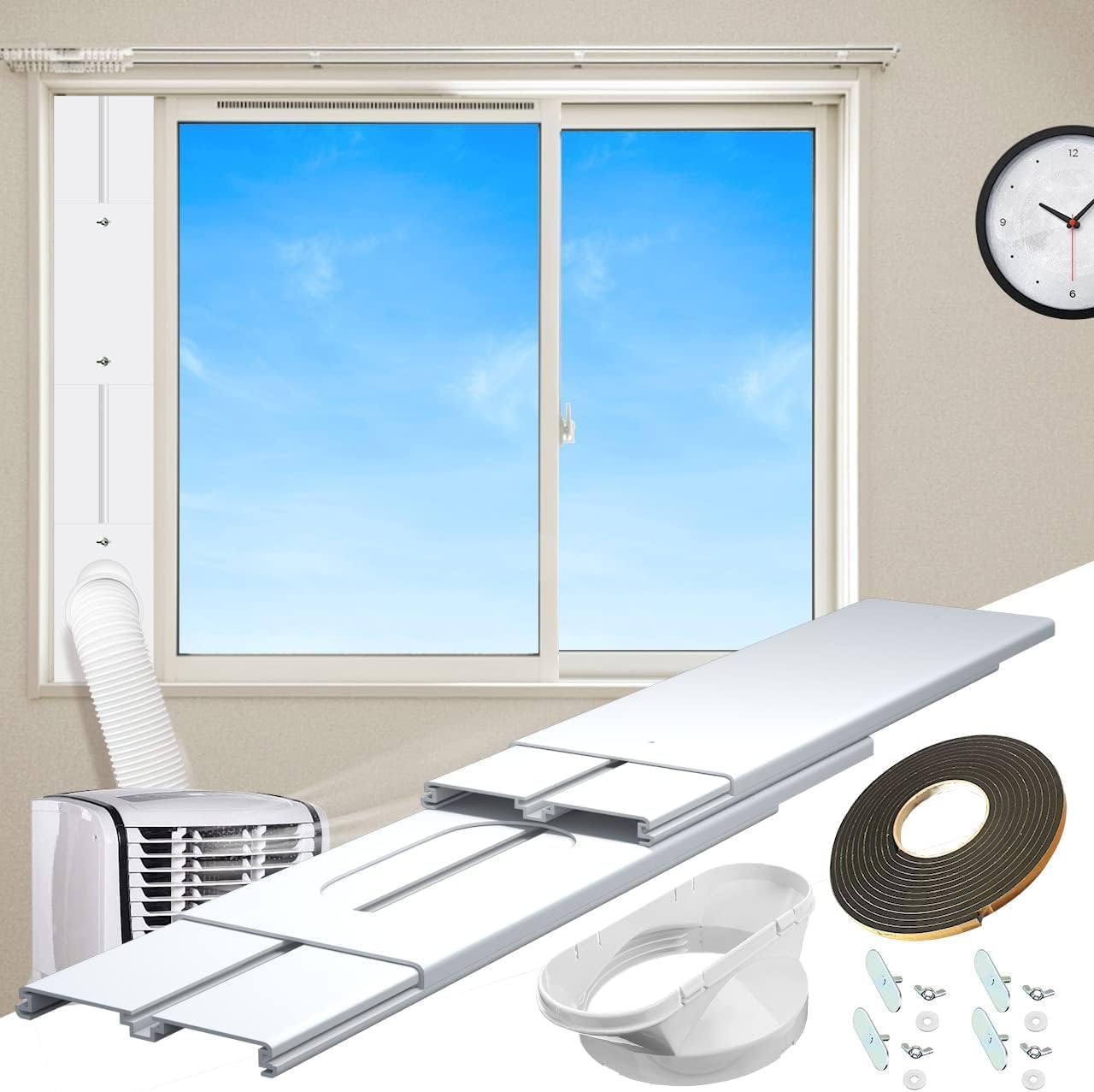 Aozzy Portable Air Conditioner PVC Window Vent Kit- Slide Window Kit Plate for Portable Air Conditioner - Portable Air Conditioner Window Seal for Exhaust Hose of 15cm/5.9”.