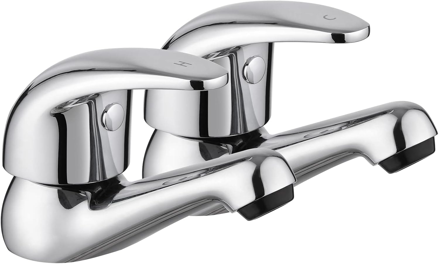 JASSFERRY Chrome Pair of Basin Taps Hot and Cold Water Bathroom Sink Tap Top Lever Handle 1/2" Faucets, Set of 2.