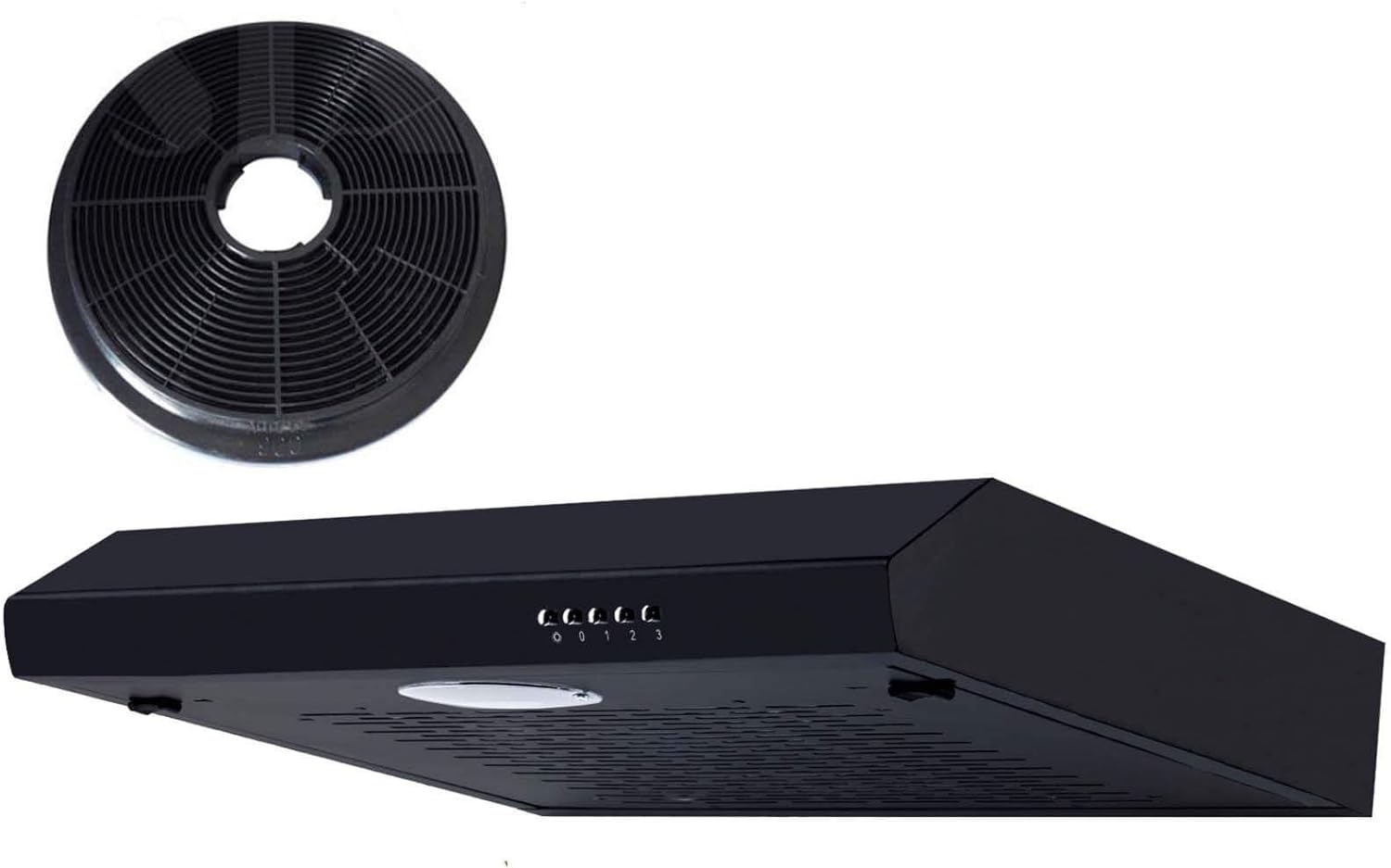 SIA STH60BL 60cm Black Slimline Visor Cooker Hood Kitchen Fan And Carbon Filter.