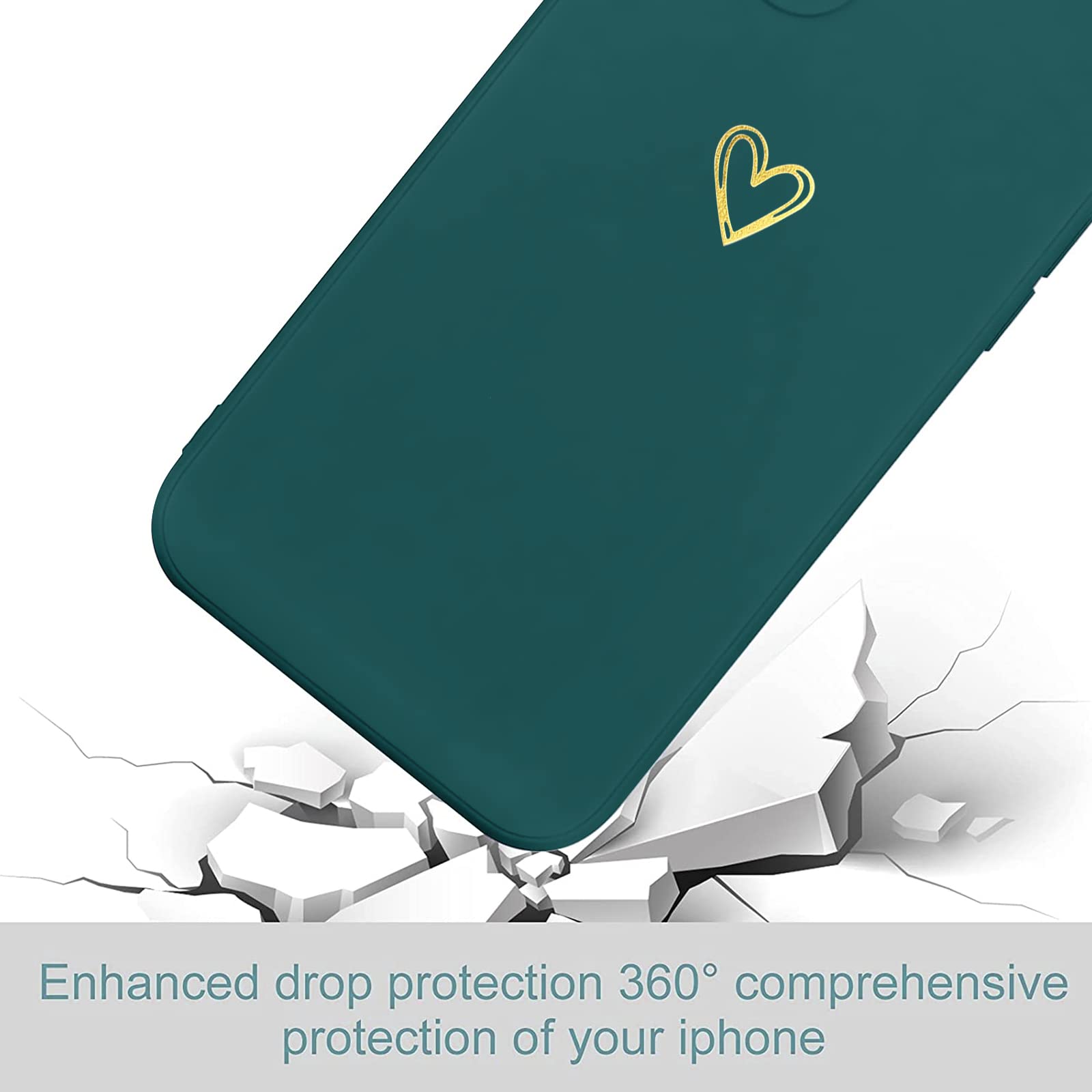 Wirvyuer Compatible with iPhone SE Case 2022/2020, iPhone 8 iPhone 7 Phone Case for Women Girls Silky Soft Protective Shockproof Silicone Phone Case with Cute Heart Pattern Design, Blue.