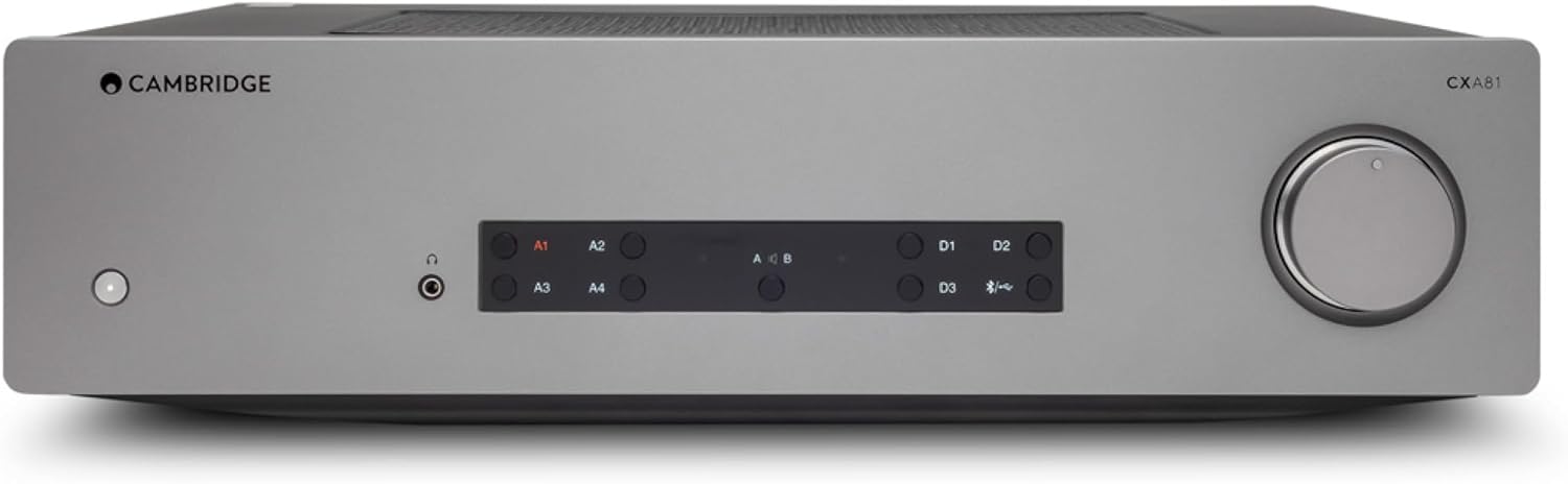 Cambridge Audio CXA81-80 Watt Separate Integrated Stereo Amplifier HiFi System Featuring Bluetooth aptX HD and ESS SABRE DAC - Lunar Grey.