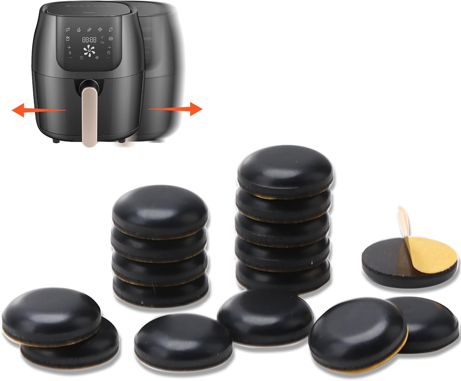 16Pcs Kitchen Appliance Sliders, Self-Adhesive Kitchen Appliance Sliders Reusable Air Fryer Accessories Easy Movers for Small Kitchen Appliances, Air Fryers, Bread Machine,Coffee Makers,Blenders.