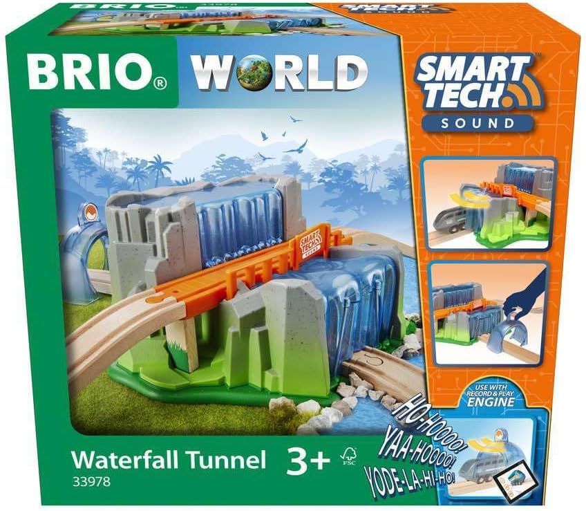 BRIO World Smart Tech Sound Waterfall Tunnel for Kids Age 3 Years Up - Compatible with Most BRIO Railway Sets & Accessories Multi-coloured.