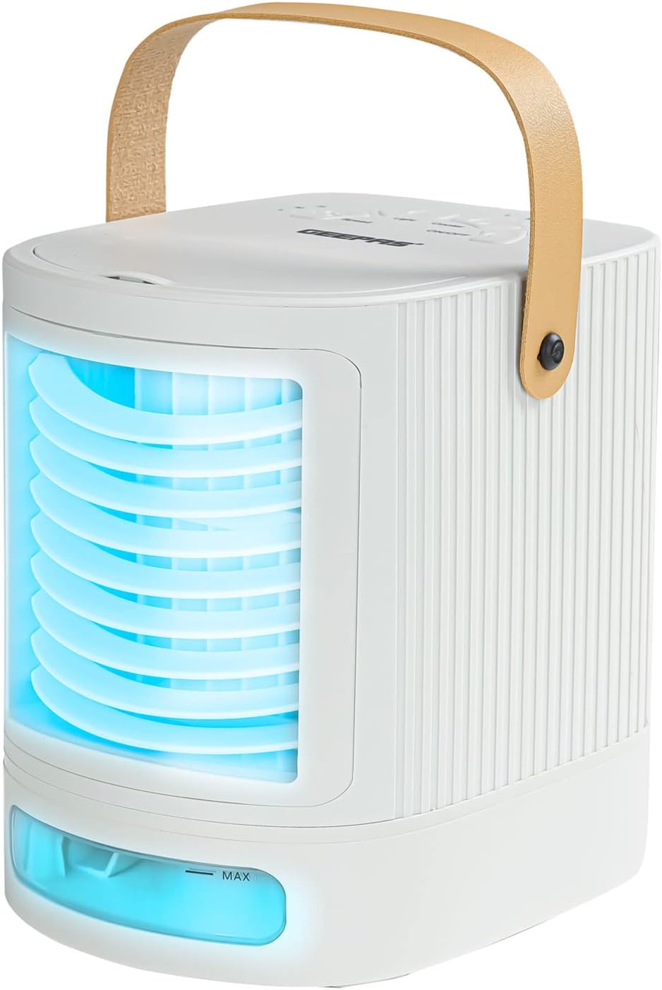 Geepas Portable Air Cooler - 4 in 1 Personal Mobile Mini Air Conditioner/Fan/Humidifier with Multicolour LED Lights - 3 Speed Air Cooling Fan with USB - Desktop Cooling Fan for Home Office Dorm.