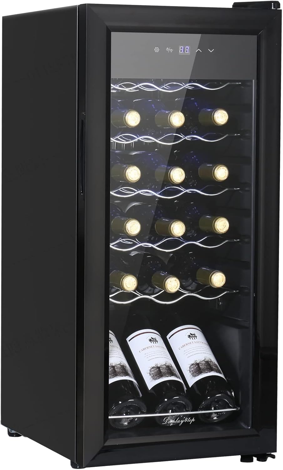 display4top Wine Fridge, Wine Cooler,Wine refrigerator,Digital Touch Screen Controls,black (18 Bottles).