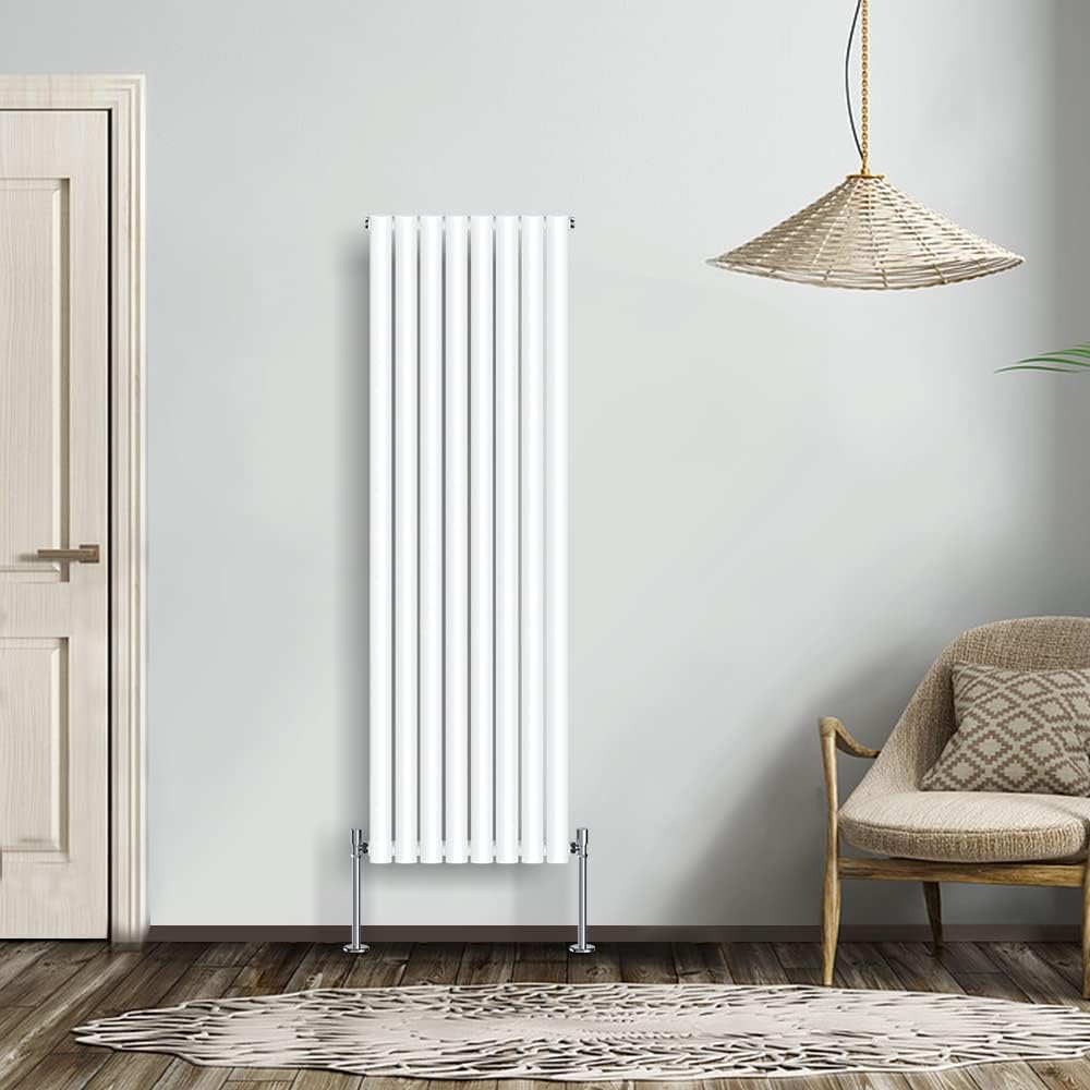 NRG Modern Radiator Black 600x590mm Single Oval Panel Heater Interior Designer Horizontal Bathroom Radiators.