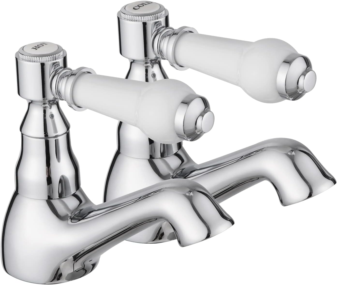 JASSFERRY Chrome Pair of Basin Taps Hot and Cold Water Bathroom Sink Tap Top Lever Handle 1/2" Faucets, Set of 2.