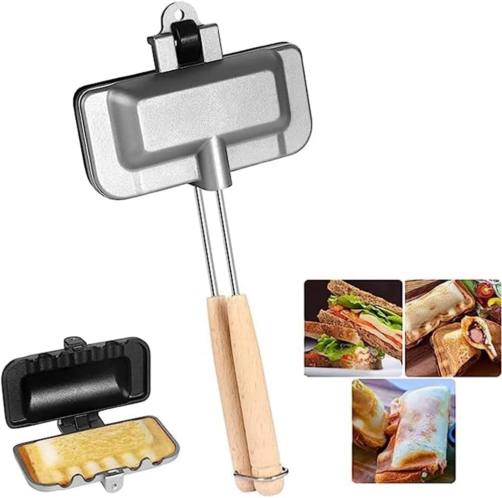 Kopinma Hot Dog Toaster Sandwich Maker, Double-Sided Frying Pan, Toasted Sandwich Baking Pan, Non-Stick Stovetop Cheese Maker Flip Pan for Breakfast Pancakes, Camping Frying Pan.