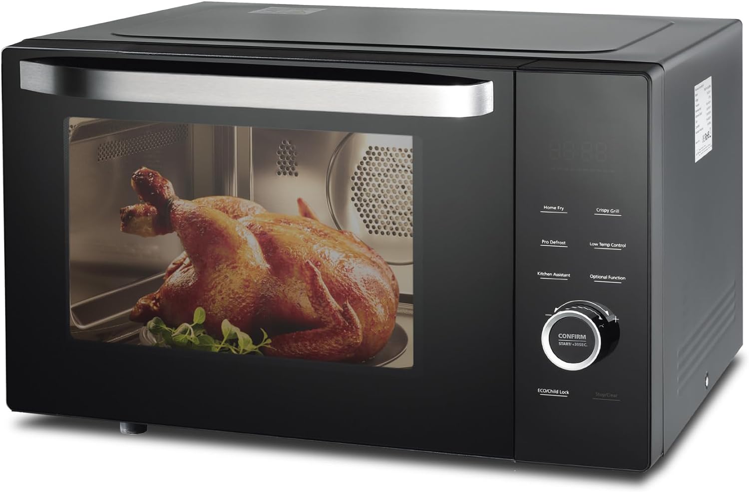 Techomey Combination Microwave Oven and Grill 34L, 1000W Microwave Combination Oven with Grill 2400W, Convection 2400W, Microwave with Grill, Combination Microwave Oven for Air Fry, ECO Mode.