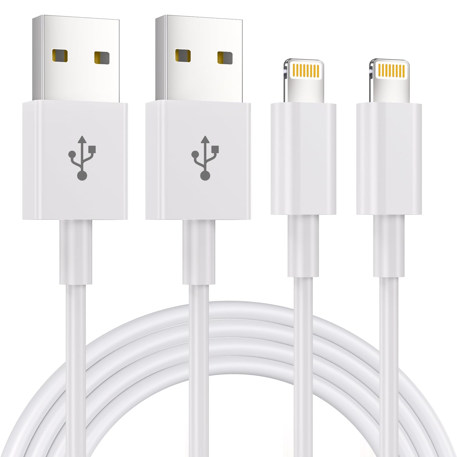 2Pack 1.8M Charger Cable [Apple MFi Certified] 6 Foot, 2.4A Lightning to USB Fast Charging Lead for iPhone 14 13 12 11 Pro Max XS XR X 8 7 6 Plus 5, iPad and iPod.