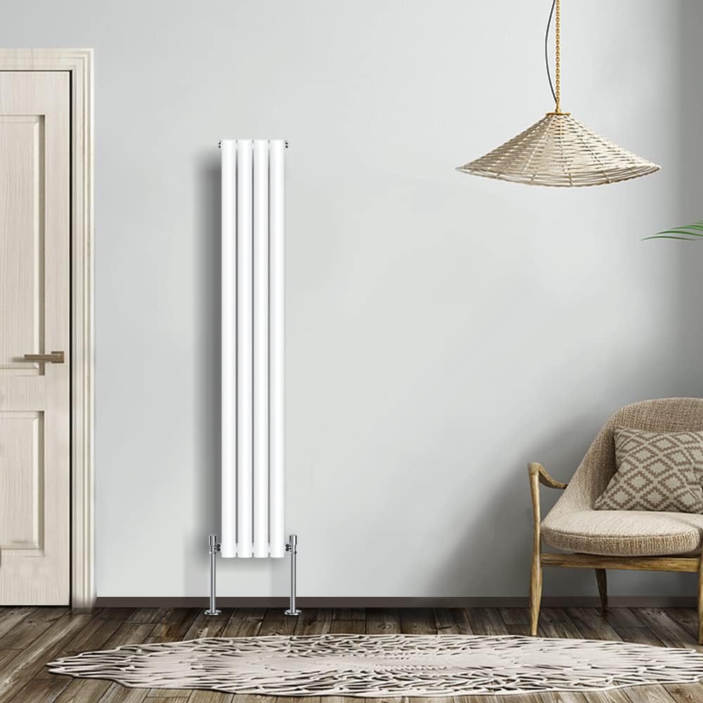 NRG Modern Radiator Black 600x590mm Single Oval Panel Heater Interior Designer Horizontal Bathroom Radiators.