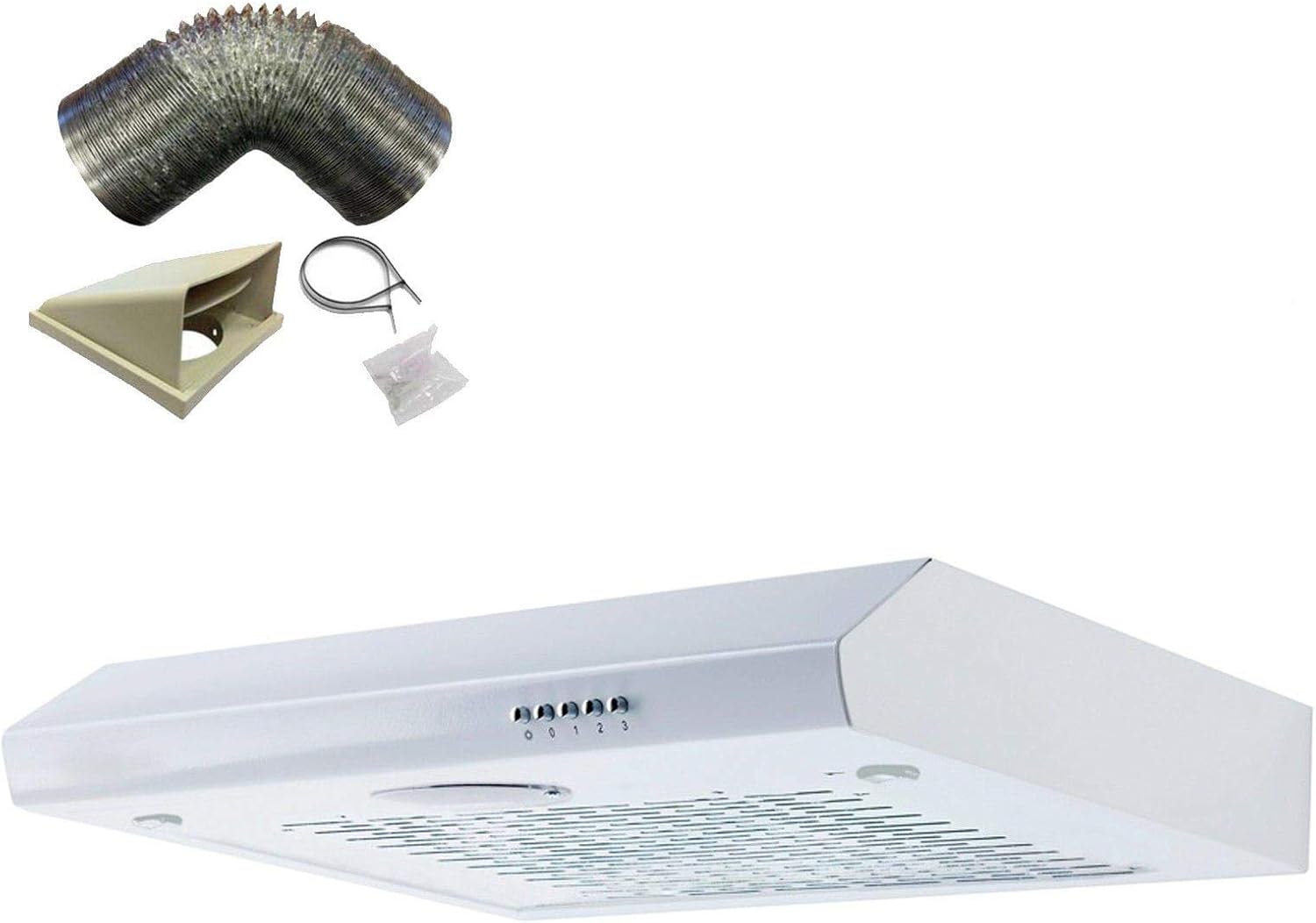 SIA STH60WH 60cm White Slimline Visor Cooker Hood Kitchen Fan And 1m Ducting Kit.