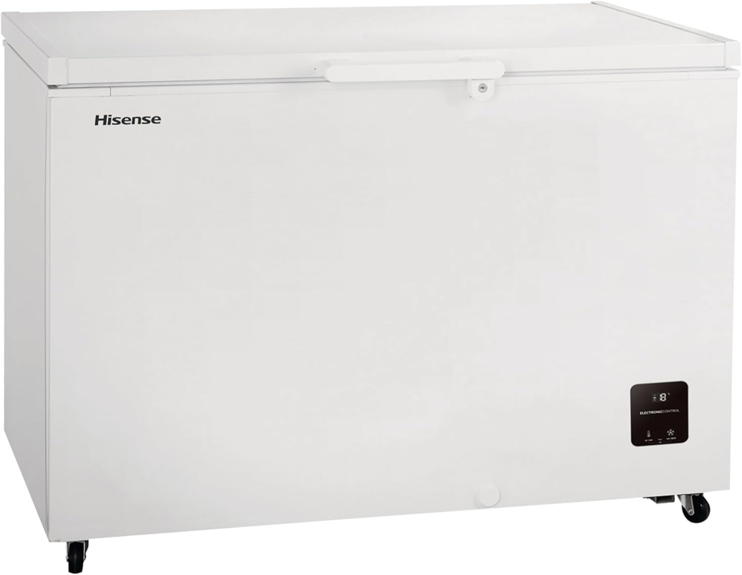 Hisense FC386D4AWLE 297Litres Freestanding Chest Freezer, 4 Star Freezer Rating, E Rated in White.